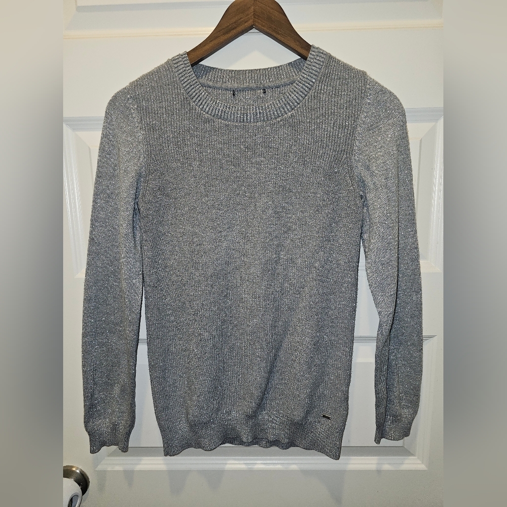 Tommy Hilfiger Size S Sparkly Silver Knit Sweater